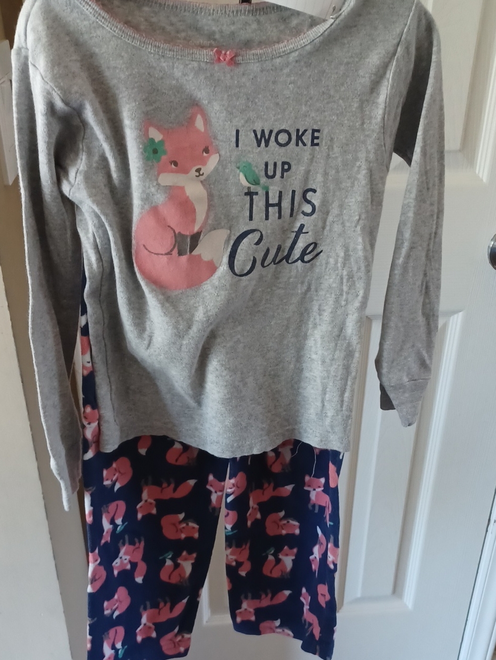 Carter's Gray Top & Navy Fox Print Pajama Set